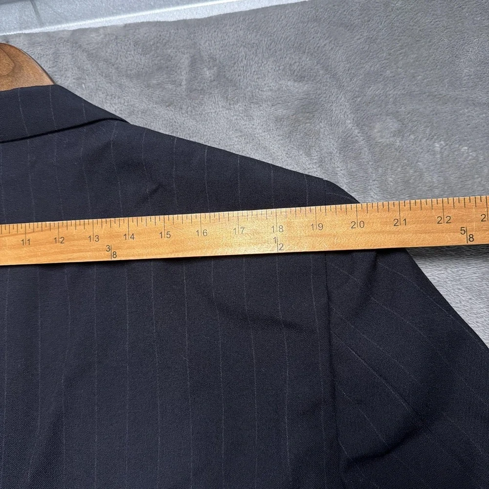 Paul Stuart Suit Jacket Mens 45 Long Navy Pinstripe Wool Double Breasted England